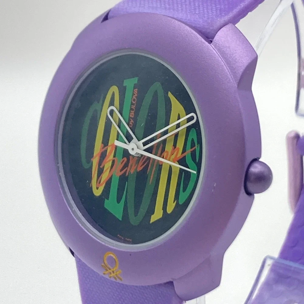 United Colors of Benetton by Bulova Women's Watch Purple 34mm New Battery 8.25